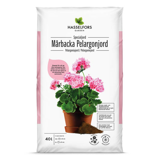 Hasselfors Mårbacka pelargonjord, 15 liter, 51st, Halvpall - Fraktfritt