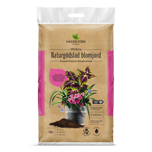 Hasselfors naturgödslad blomjord 15 liter, 51st, Halvpall - Fraktfritt