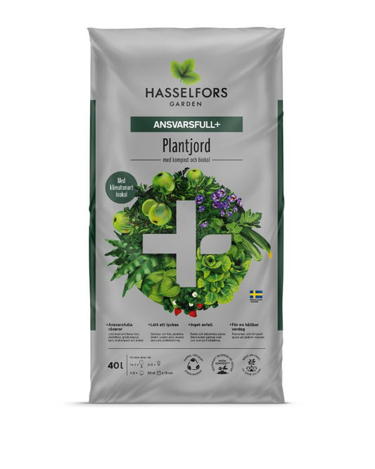 Hasselfors Ansvarsfull + Plantjord m Biokol 40 liter, 51st, Helpall - Fraktfritt